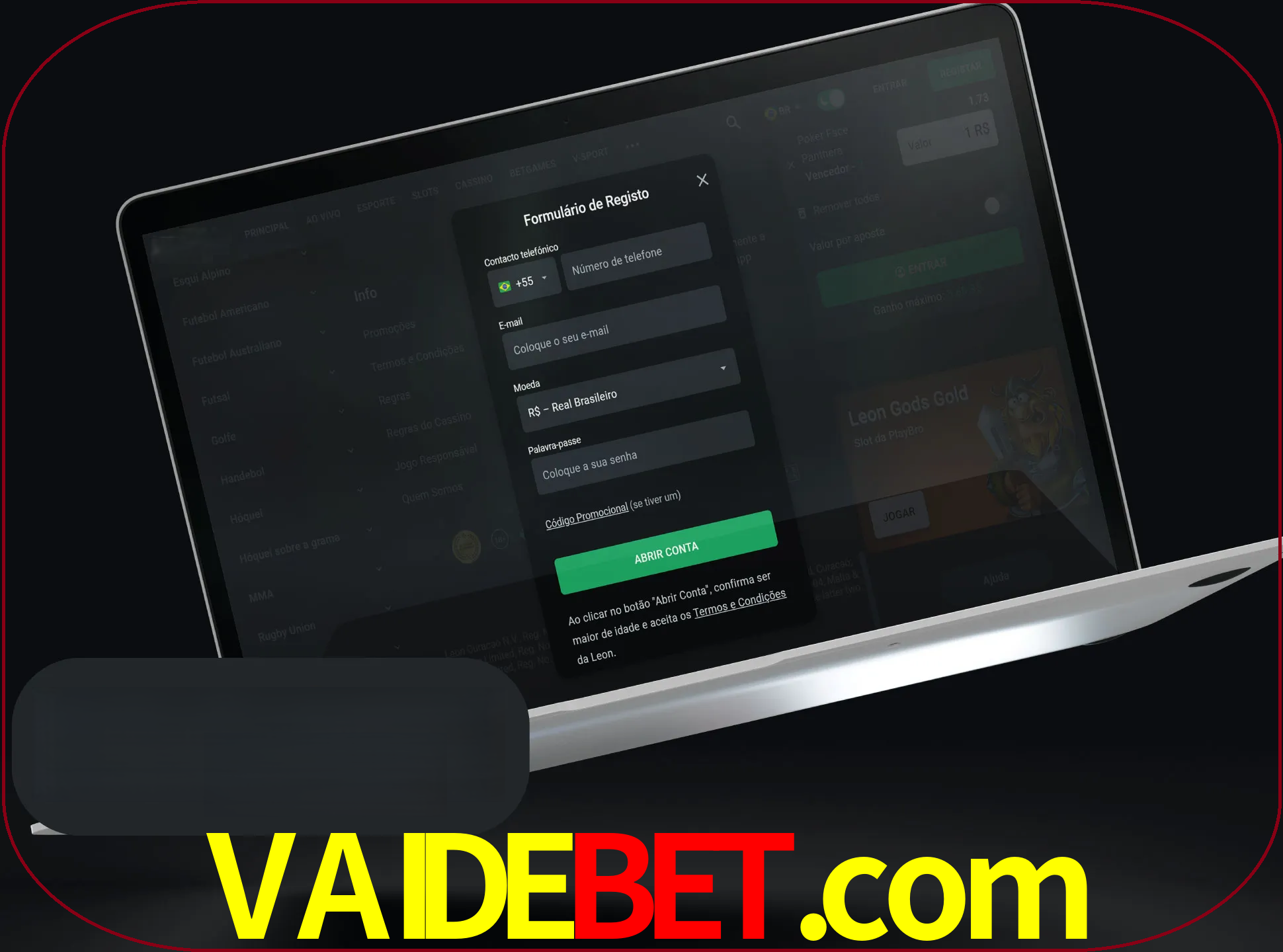 Abra o site da LeonBet e crie sua própria conta.