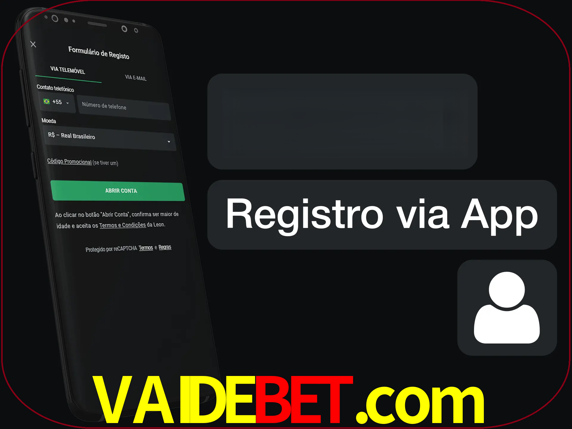 Registre-se com duas etapas usando o aplicativo.