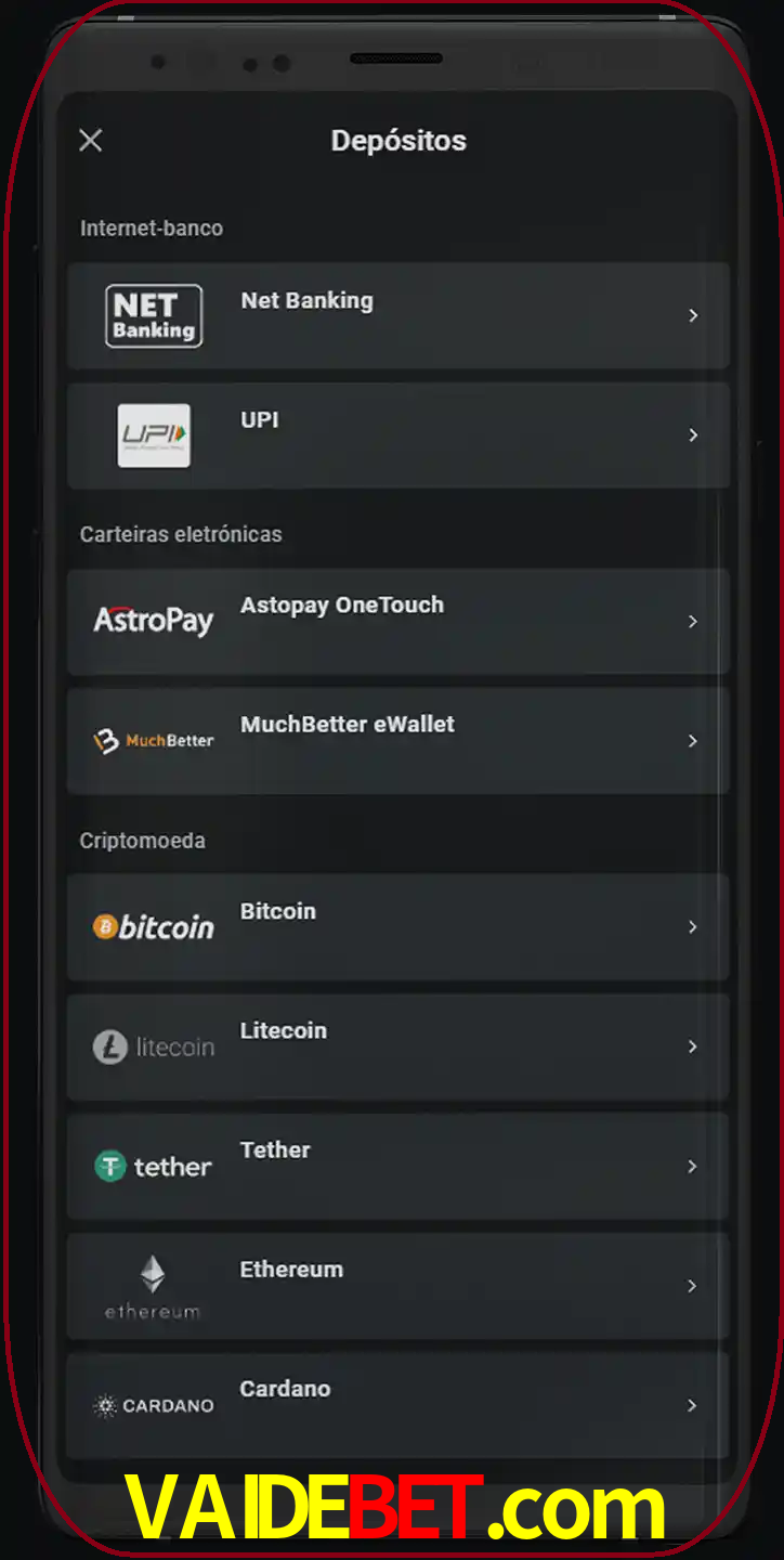 Você pode usar métodos alternativos de depósito.