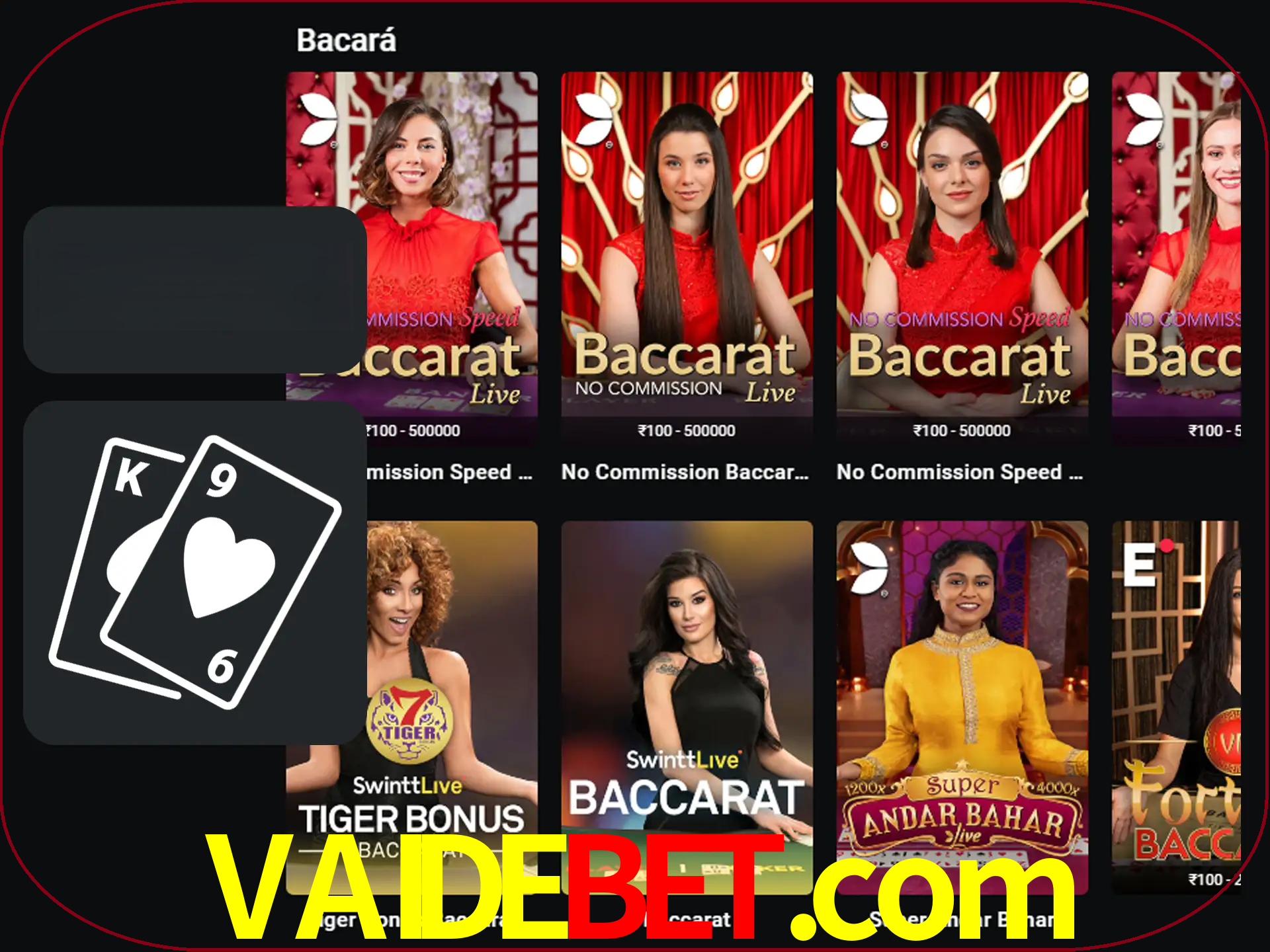 Ganhe muito dinheiro jogando jogos de bacará.